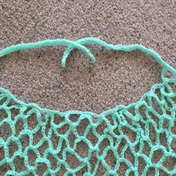 HAND CRAFTED Bandana Scarf Kerchief Crochet Mint Green - Picture 4 of 6